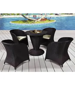 Black rattan poolside dining set