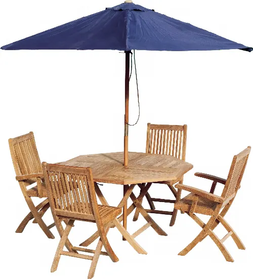 Wooden folding dining set with umbrella